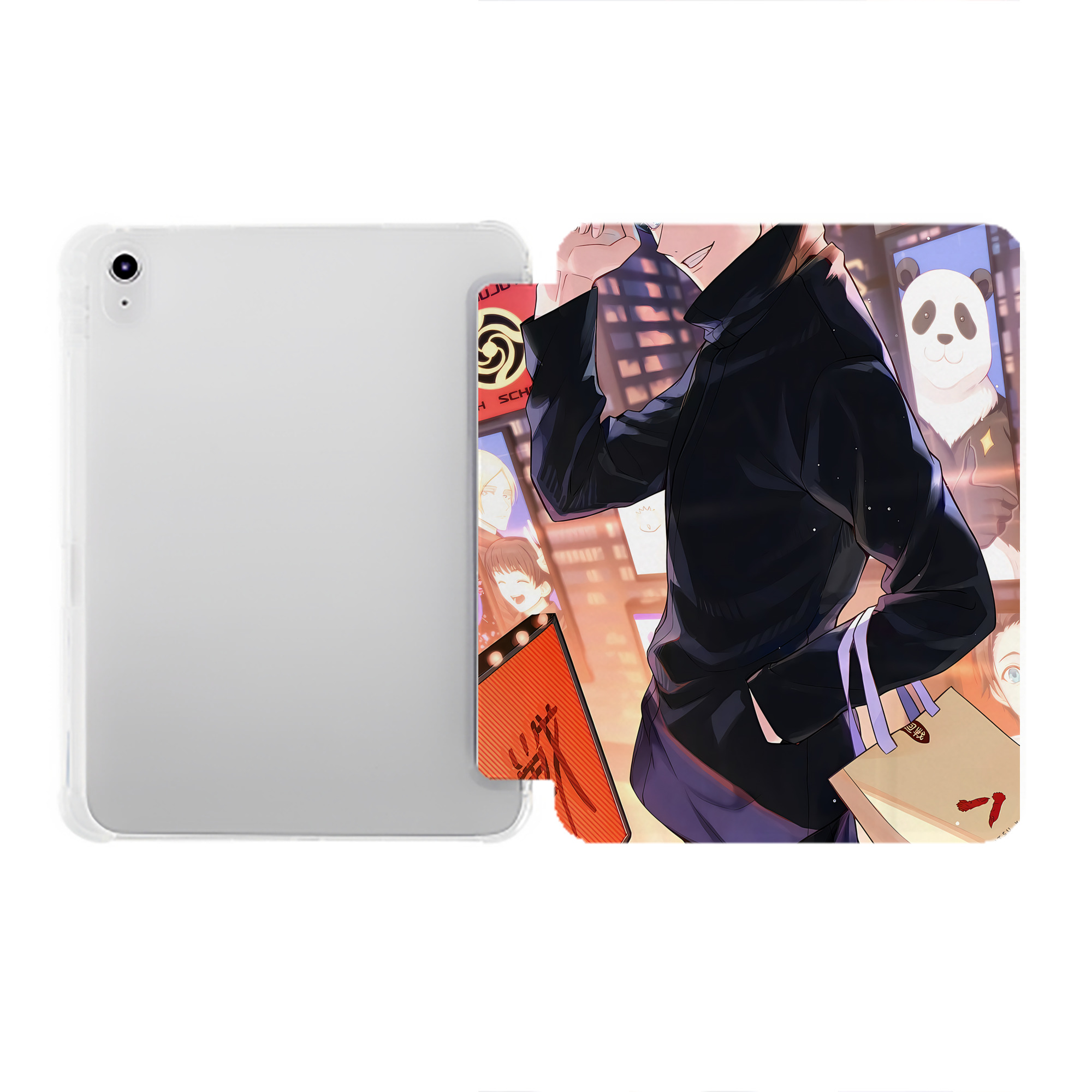 （画像用） 呪術廻戦 Jujutsu Kaisen IPad ケース ペン収納付き 三つ折りスタンド PUレザー×シリコン 対応機種9.5/10.5/10.9インチ